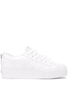 Adidas Originals White Nizza Platform Sneakers In White/white