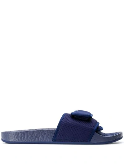 Adidas Originals By Pharrell Williams X Pharrell Williams Logo Touch-strap Slides In Blue