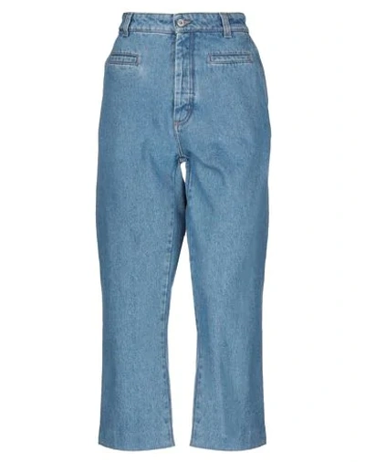 Loewe Cropped Fisherman Cotton Denim Jeans In Blue
