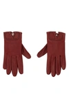 Valentino Garavani Vlogo Lambskin Leather Gloves In Cherry