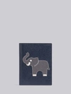 THOM BROWNE NAVY PEBBLED CALFSKIN ELEPHANT ICON PASSPORT HOLDER,MAW196A0019815029461