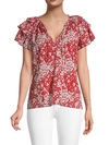 SUNDAYS BRESSON FLORAL FLUTTER-SLEEVE BLOUSE,0400013114296