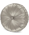 J Queen New York Satinique Tufted Decorative Pillow, 15" Round In Silver
