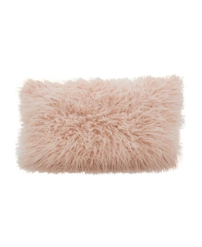 Saro Lifestyle Mongolian Faux Fur Decorative Pillow, 12" X 20" In Blush