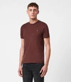 Allsaints Brace Crew T-shirt In Burgundy Red