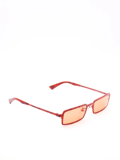Balenciaga Paris-print Rectangular Acetate Sunglasses In Red