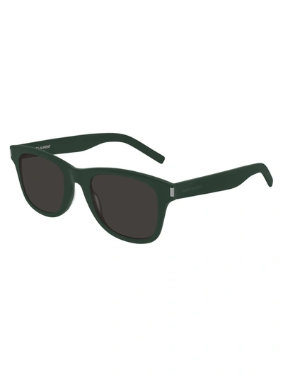 Saint Laurent Sl 51/b Slim Sunglasses In Green Green Black