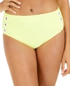 DKNY GROMMET-TRIM HIGH-WAIST BIKINI BOTTOMS WOMEN'S SWIMSUIT