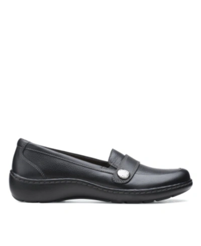 Clarks Cora Daisy Womens Padded Insole Slip On Loafers In Black