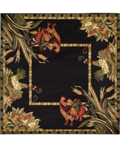 Bridgeport Home Roost Roo1 6' X 6' Square Area Rug In Black