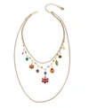 BETSEY JOHNSON FLOWER CHARM LAYERED NECKLACE