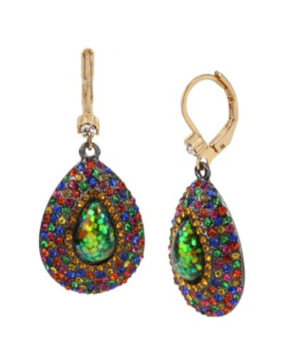 Betsey Johnson Stone Drop Earrings In Multi