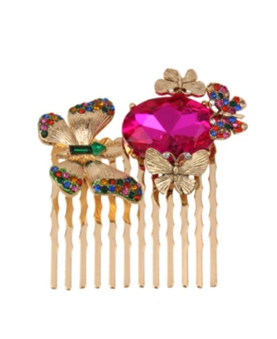 Betsey Johnson Butterfly Hair Comb In Multi