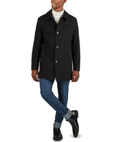 Cole Haan Men's Classic-fit Car Coat With Faux-leather Trim In Navy