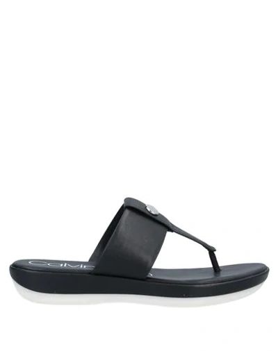 Calvin Klein Toe Strap Sandals In Black