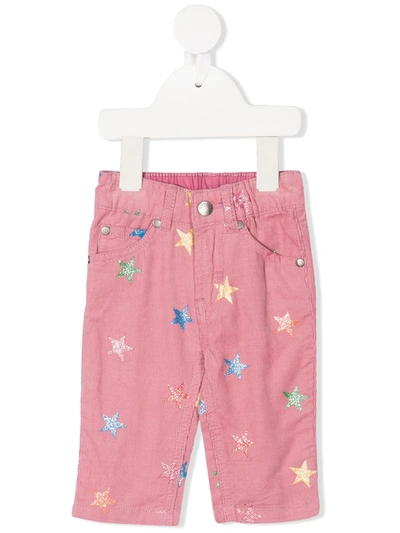 Stella Mccartney Babies' Star-print Corduroy Trousers In Pink
