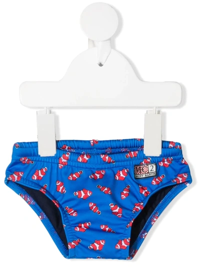 Mc2 Saint Barth Babies' Billy Fishy-print Swim Trunks In Blue