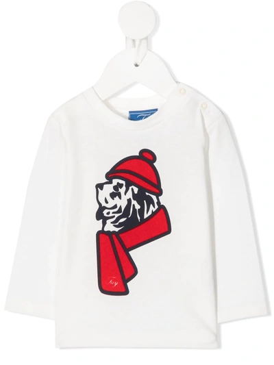 Fay Babies' Graphic Print Long-sleeved Top In White