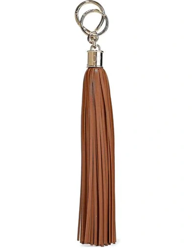 Balmain Tasseled Leather Bag Charm In Brown