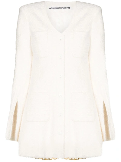 Alexander Wang Long Chain Hem Fitted Shirt Jacket In White