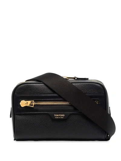 Tom Ford Black Grained Leather Cross Body Bag