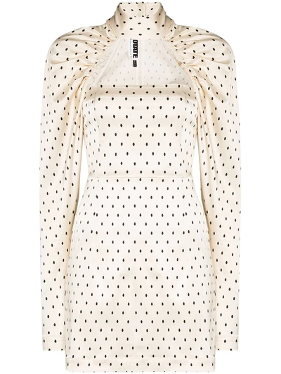 Rotate Birger Christensen Kaya Polka-dot Cutout Satin Mini Dress In White