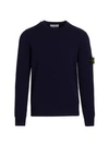 Stone Island Stretch Wool Crew Sweater In Blue Marine