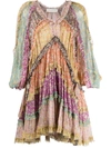 Zimmermann Carnaby Ruffled Tiered Floral-print Silk Crepe De Chine Mini Dress In Pink