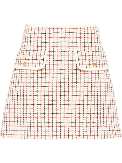 Miu Miu Checked Mini Skirt In Yellow