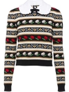 MIU MIU FLORAL STRIPE CASHMERE JUMPER