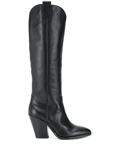 Ash Mustang Leather Eden Boots In Black