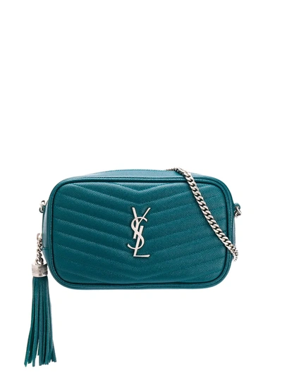 Saint Laurent Mini Lou Matelassé Camera Bag In Blue