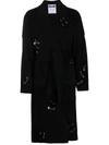 MOSCHINO SAFETY PIN DETAIL BELTED COAT