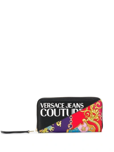 Versace Jeans Couture Barocco Chain Print Continental Wallet In Black