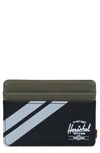 Herschel Supply Co Charlie Rfid Card Case In Black/ivy Green/light Grey