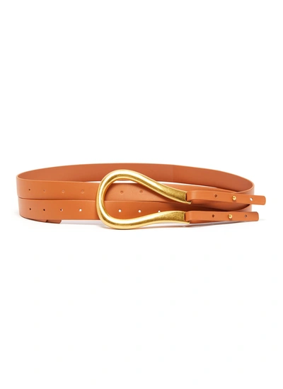 Bottega Veneta Horsebit Buckle Leather Double Strap Belt In Brown