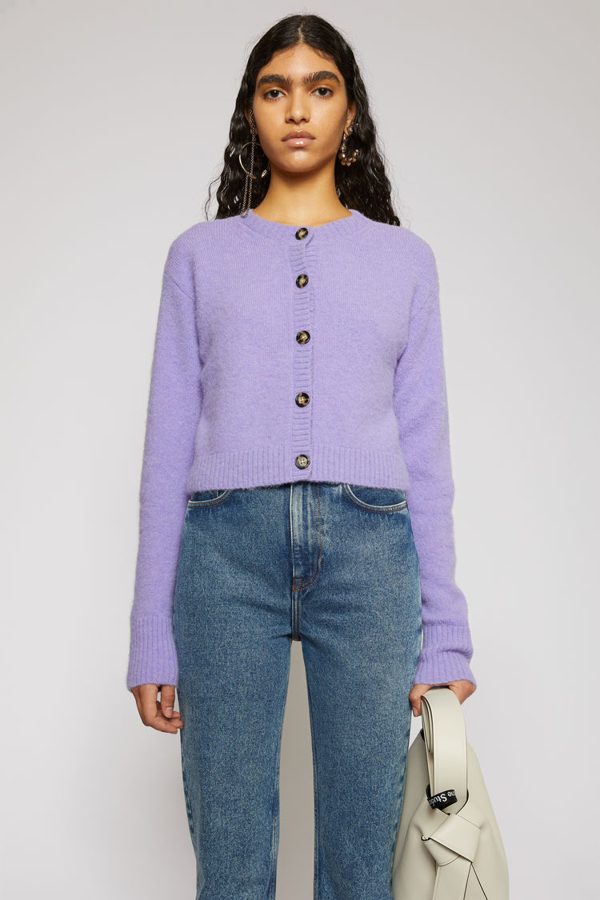 light purple cropped cardigan