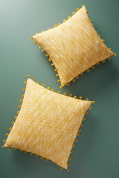 Anthropologie Tasseled Martina Pillow In Yellow