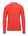 Drumohr Ribbed Crewneck Sweater With Cuffs And Hem In Red