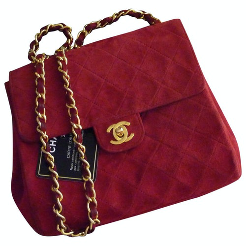 PreOwned Chanel Timeless/classique Red Suede Handbag ModeSens