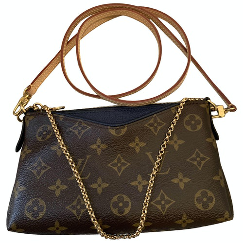 Pre-Owned Louis Vuitton Pallas Brown Cloth Clutch Bag | ModeSens