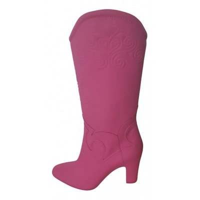 Pre-owned Moschino Pink Leather Boots