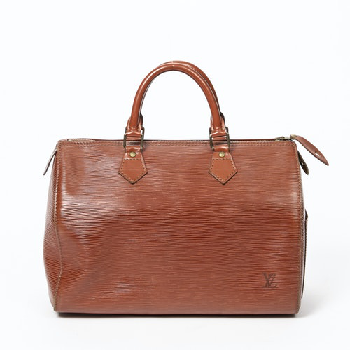 Pre-Owned Louis Vuitton Speedy Khaki Leather Handbag | ModeSens