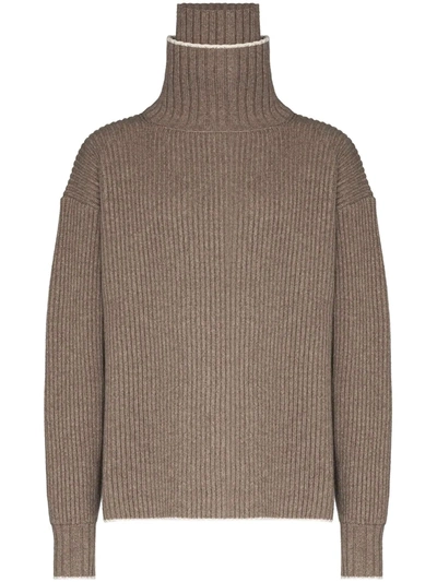 Uniforme Roll-neck Chunky-knit Jumper In Brown