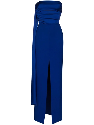 Solace London Blue Harlow Sash Evening Gown
