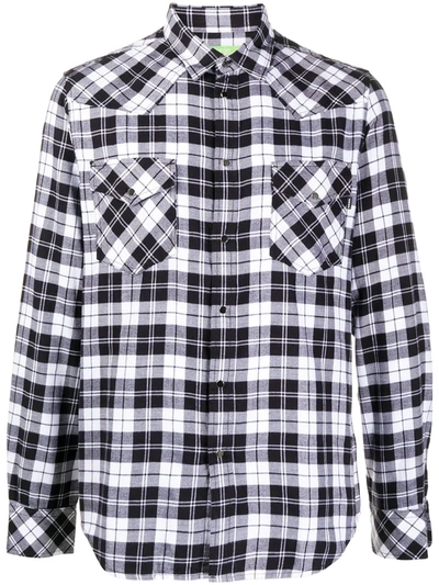 Diesel Plaid Print Long-sleeved Shirt In Black