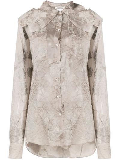 Nina Ricci Creased Floral Print Shirt In Neutrals