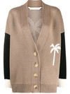 PALM ANGELS PXP CARDIGAN SWEATER BROWN WHITE