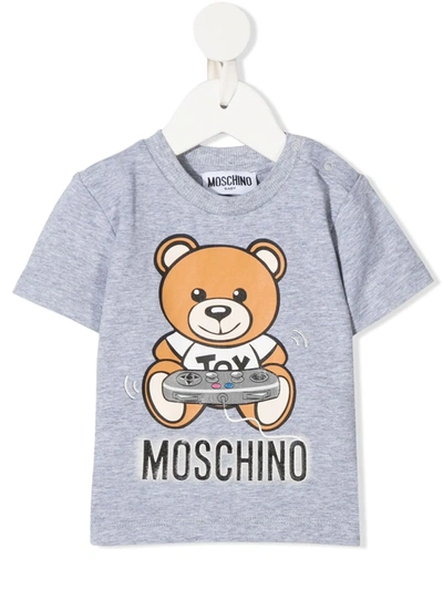 Moschino Babies' Gamer Teddy Bear T-shirt In 灰色