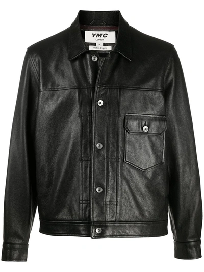 Ymc You Must Create Cracked-effect Leather Jacket In Black